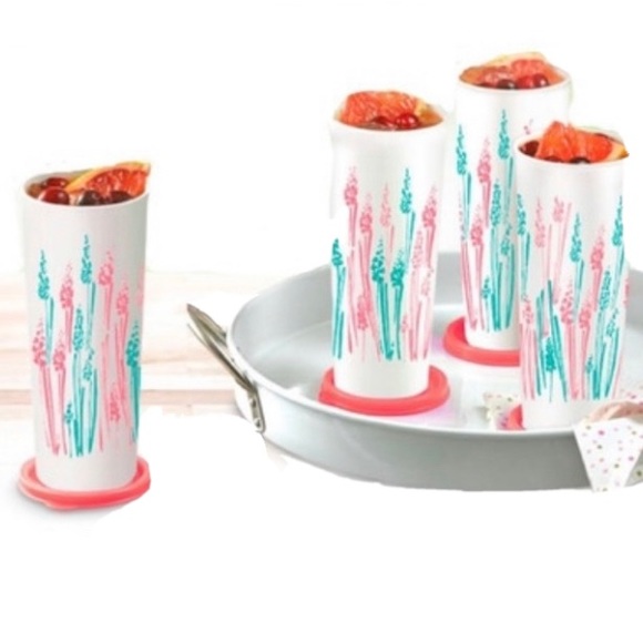 New Tupperware 16oz Tumblers Set of 4 Wheat Design - Picture 3 of 4